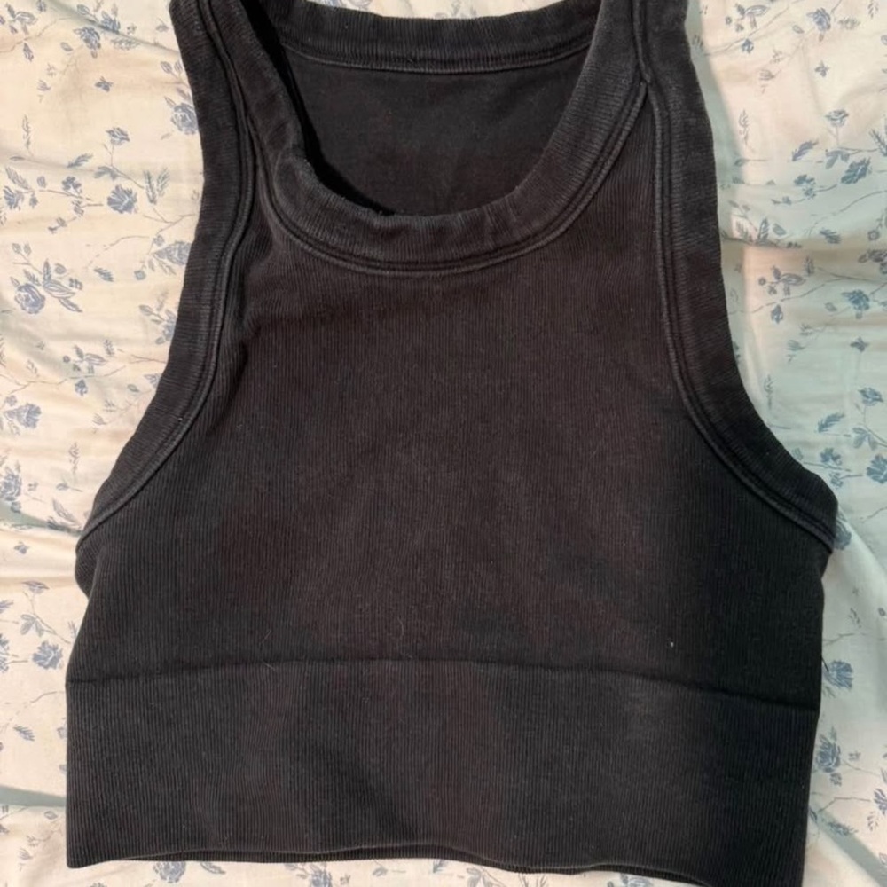 ALO Yoga Black Ribbed Racerback Tank Top - Picture 2 of 2